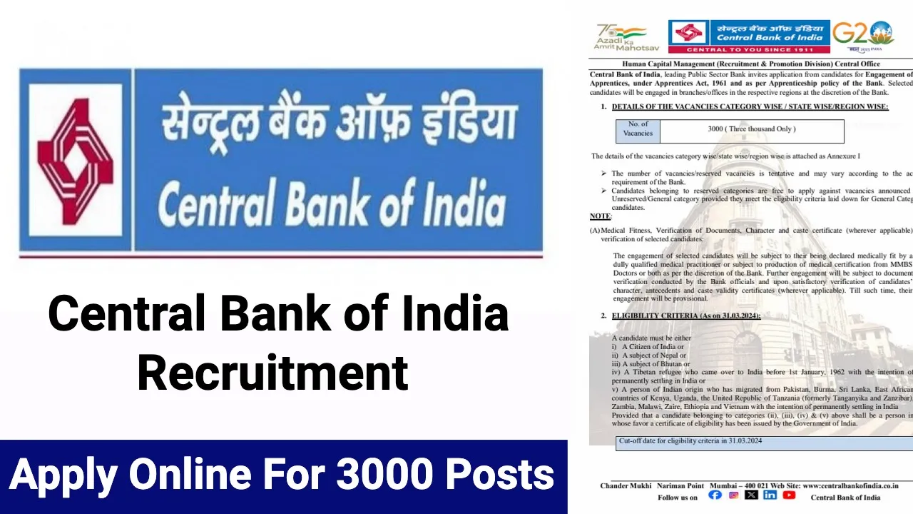Central Bank of India Recruitment 2024